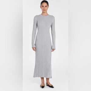 DISSH ADA Silver Long Sleeve Midi Dress